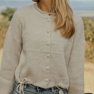 Neuflora Wool-Blend Gray Button-Up Cardigan Sweater